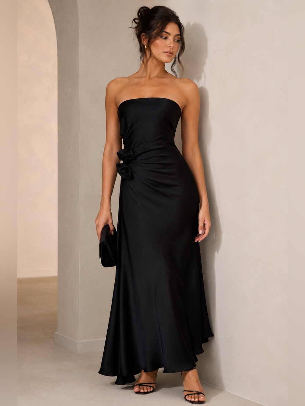 Banana Republic Silk dress Size 4. Strapless Asymmetrical Cocktail Formal Black.